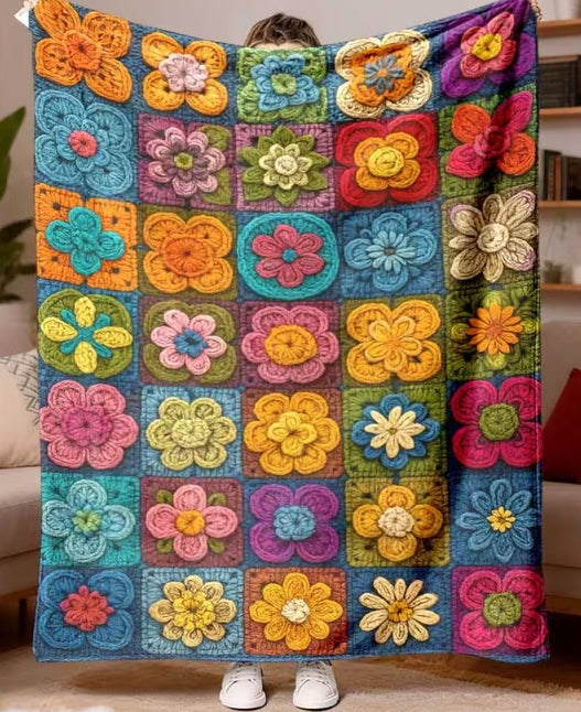 Floral Parchwork Flannel Blanket