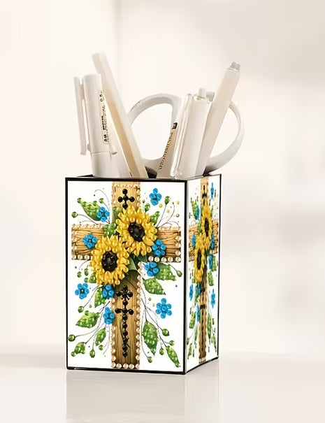 Preorder Sunflower Cross Diamond Art Pen Holder
