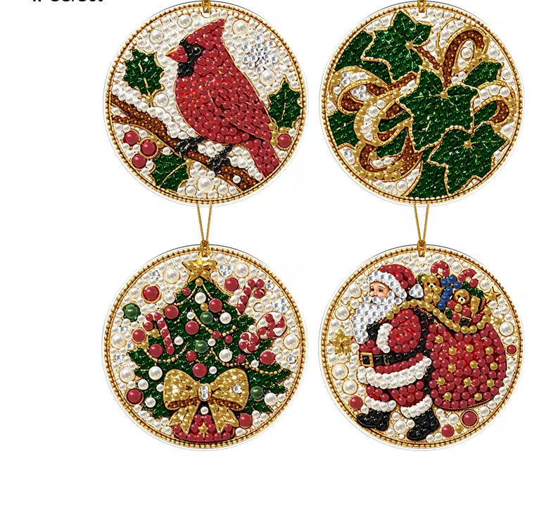 4 Christmas Ornaments Pearl Painting Kit