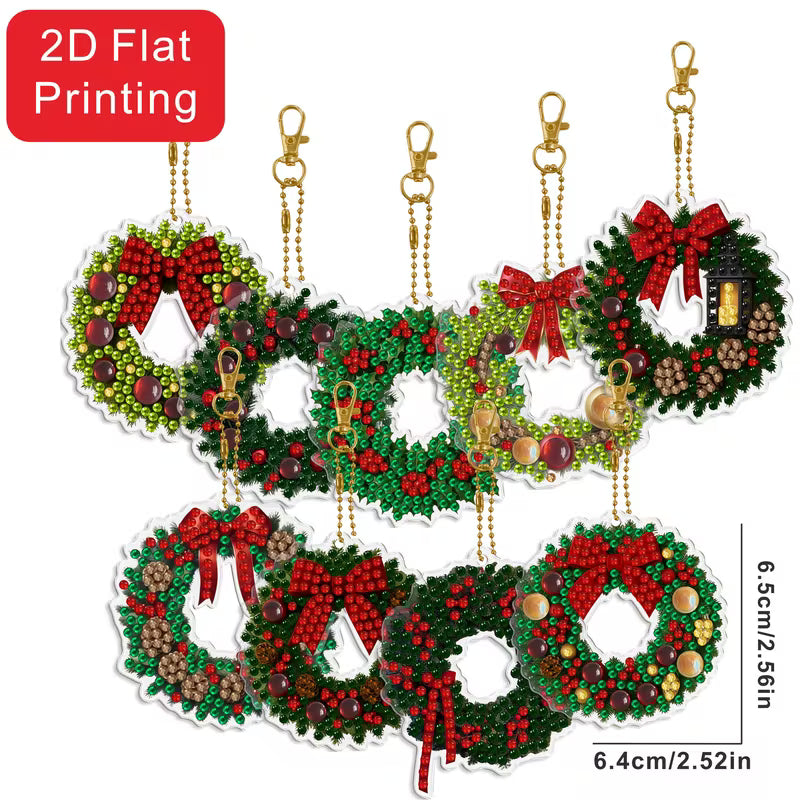 9 Wreath Diamond Art Painting Keychains