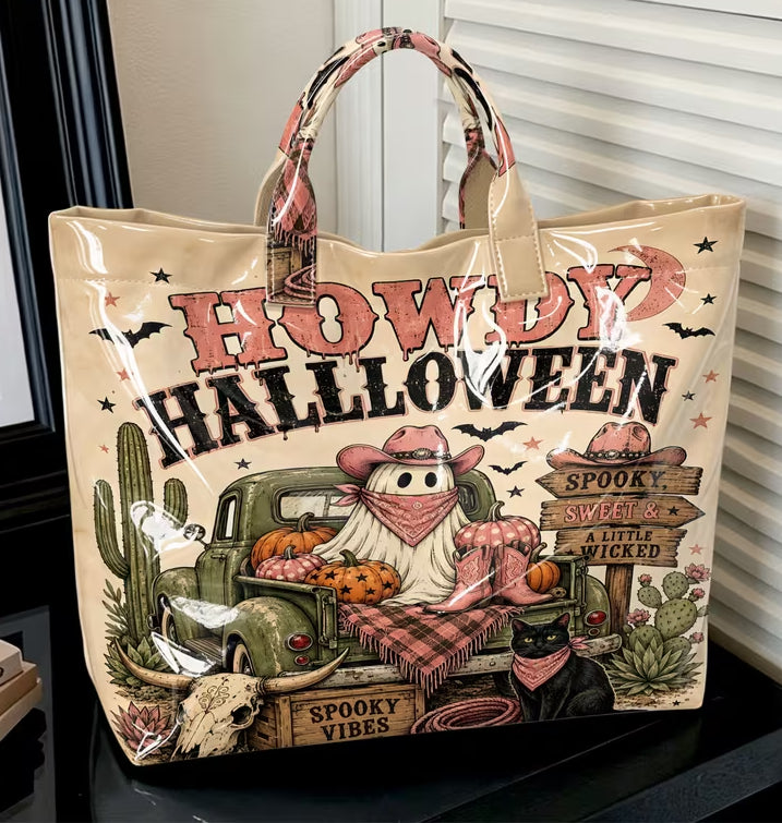 Glossy PVC Howdy Halloween Tote Bag