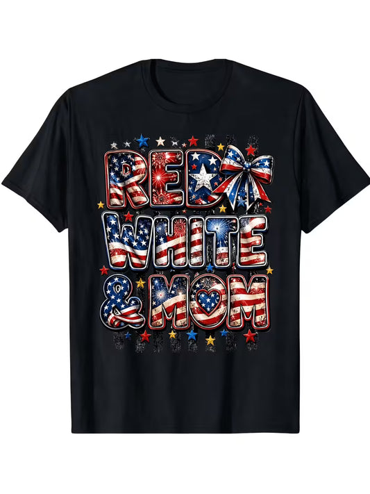 Unisex Red, White & Mom Vinyl Graphic T-Shirt