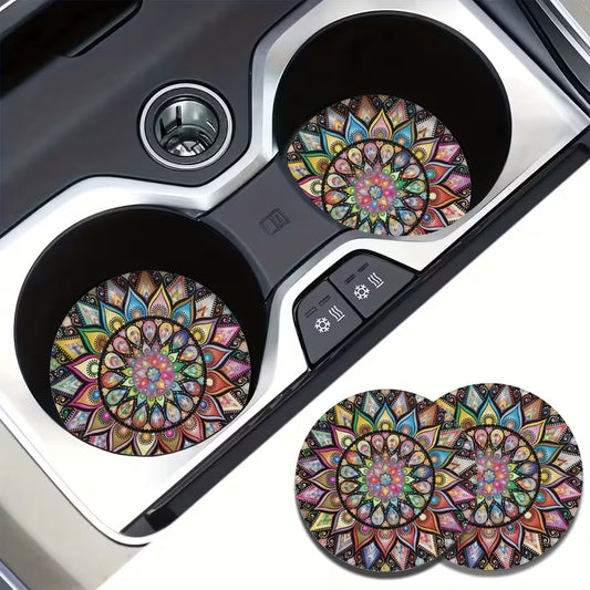 Mandala Flower Car Coasters