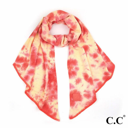 C.C SF-7380 Tie-Dye Bias Cut Scarf Featuring C.C Brand Rubber Patch