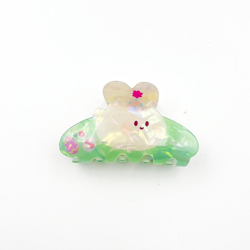 Iridescent Easter Bunny Claw Hair Clip - Green