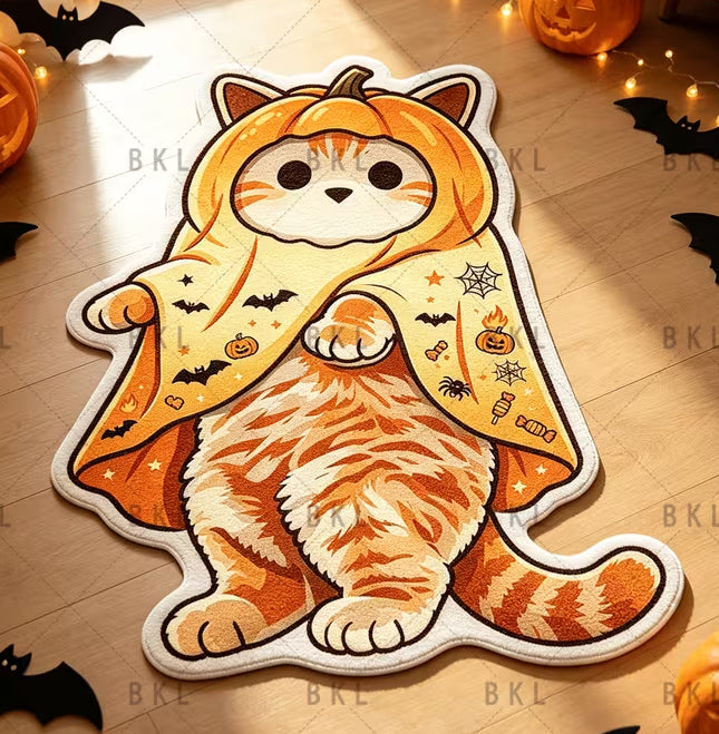 Preorder Pumpkin Cat Shaped Bath/Bedroom/Kitchen Rug