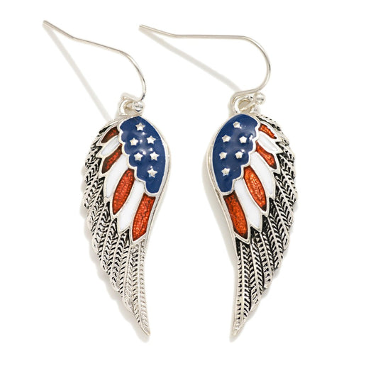 Americana Metal Eagle Wing Drop Earrings