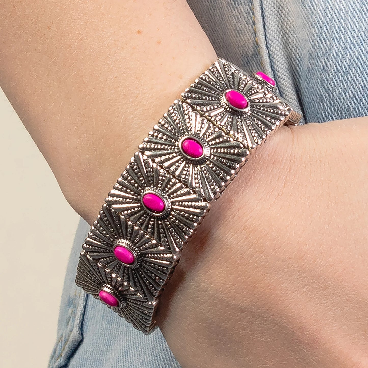 Squash Blossom Bracelet - Fuchsia