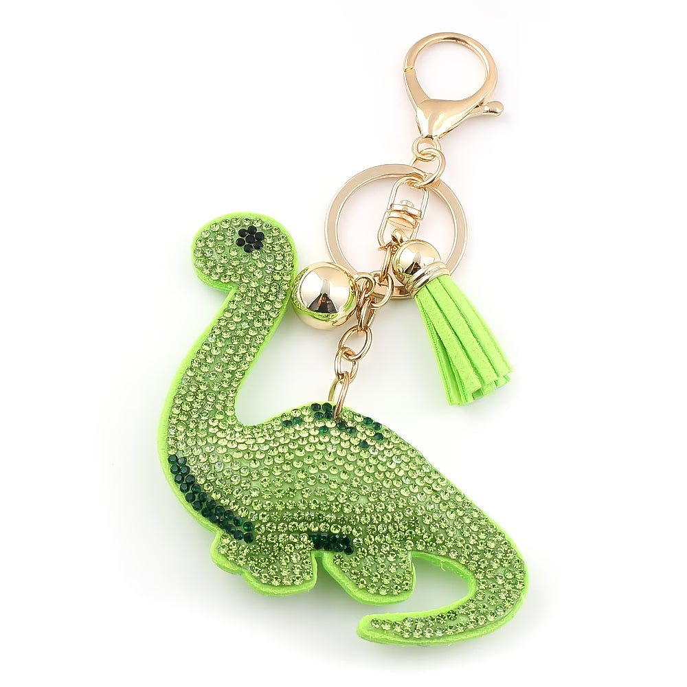Rhinestone Dino Keychain