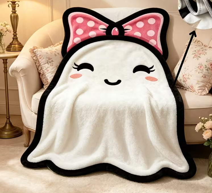 Preorder Cute Bow Ghost Shaped Blanket