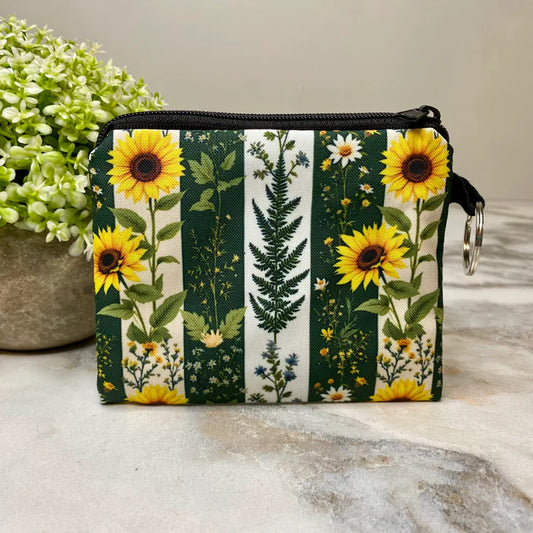 Sunflower Green Stripe - Mini Coin Purse Keyring