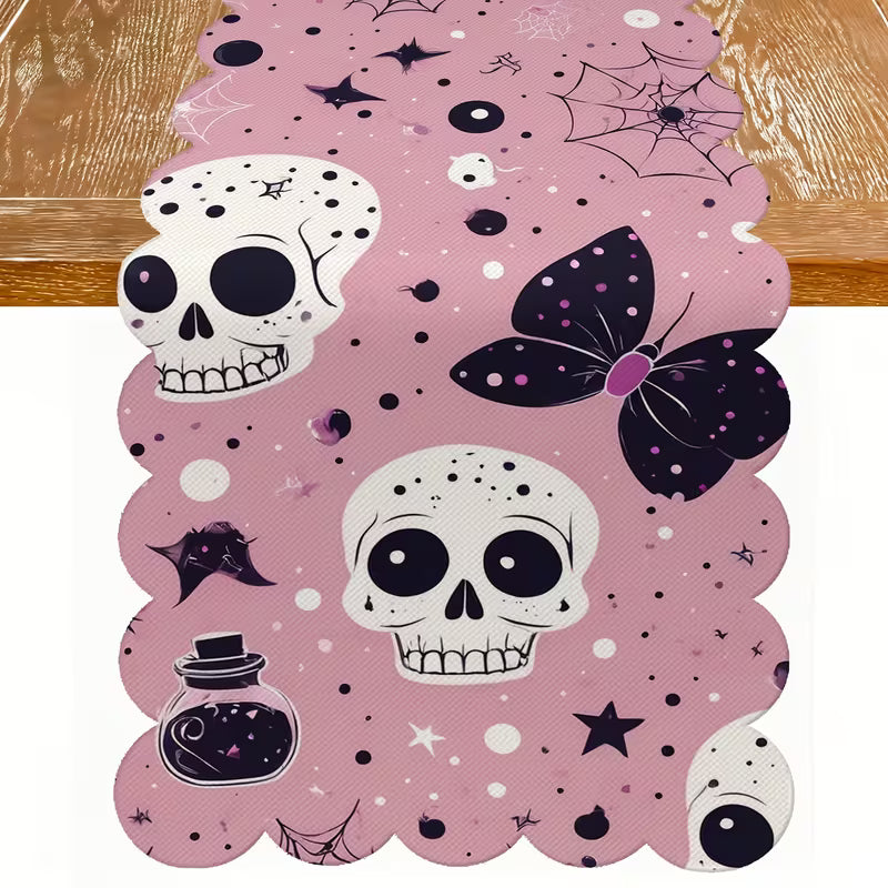Pink Skull Table Runner