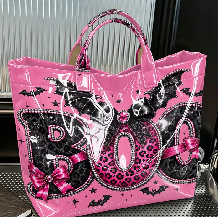 Glossy PVC Pink Boo Tote Bag