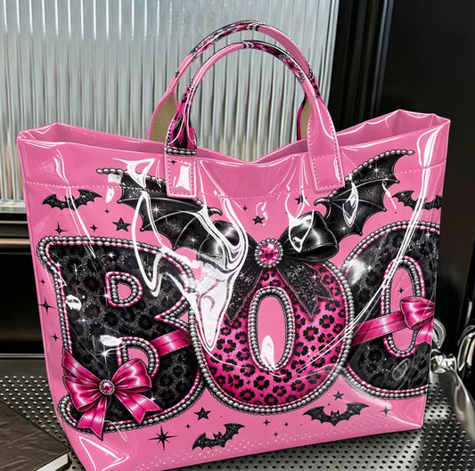 Glossy PVC Pink Boo Tote Bag