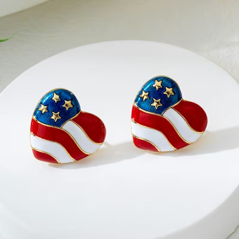 Flag Heart Earrings
