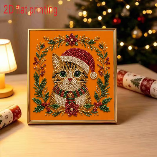 Christmas Cat Pearl Diamond Art Painting Kit
