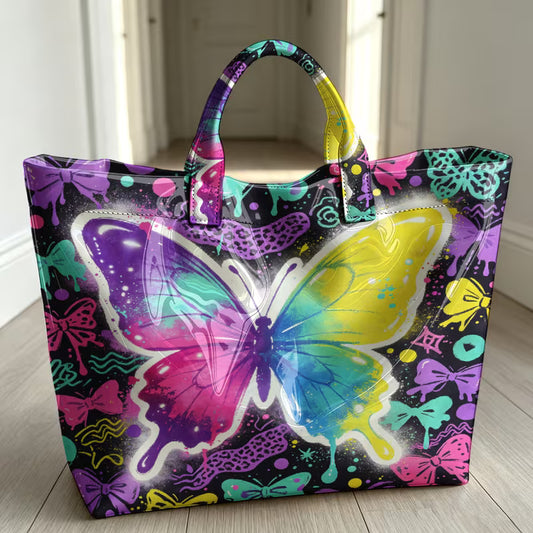 Glossy PVC Colorfull Butterfly Tote Bag