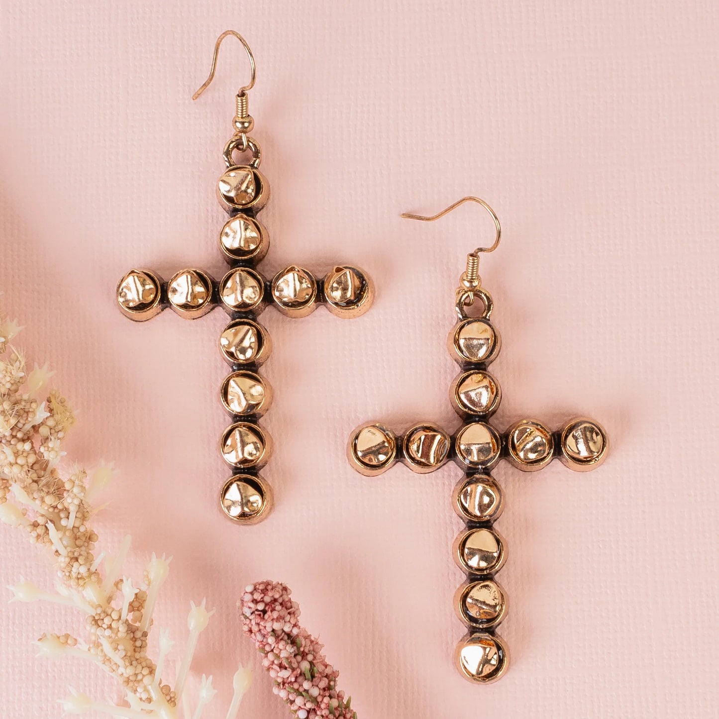 Cross Earrings - Gold