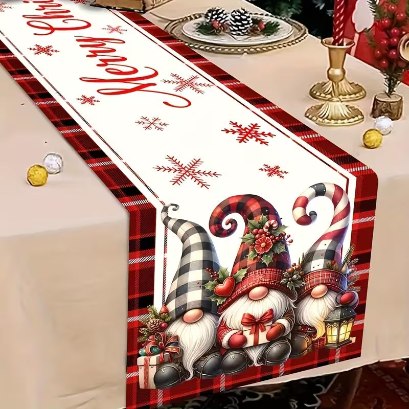 Merry Christmas Gnomes Table Runner