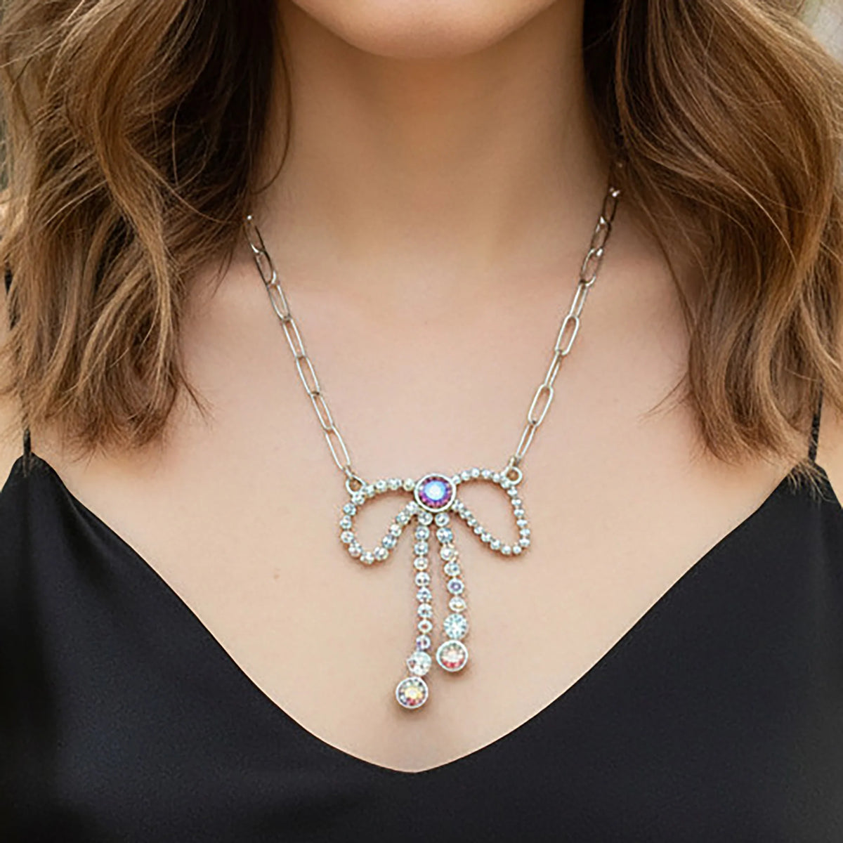 Crystal Bow Necklace - AB
