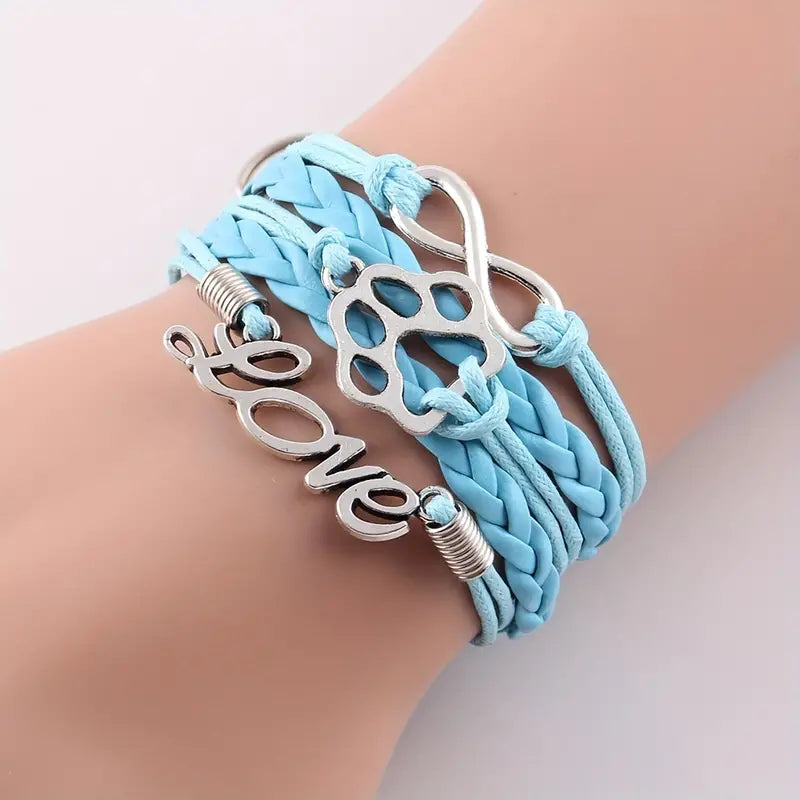 Love Paw Print Braided Bracelet - 5 Color Options!