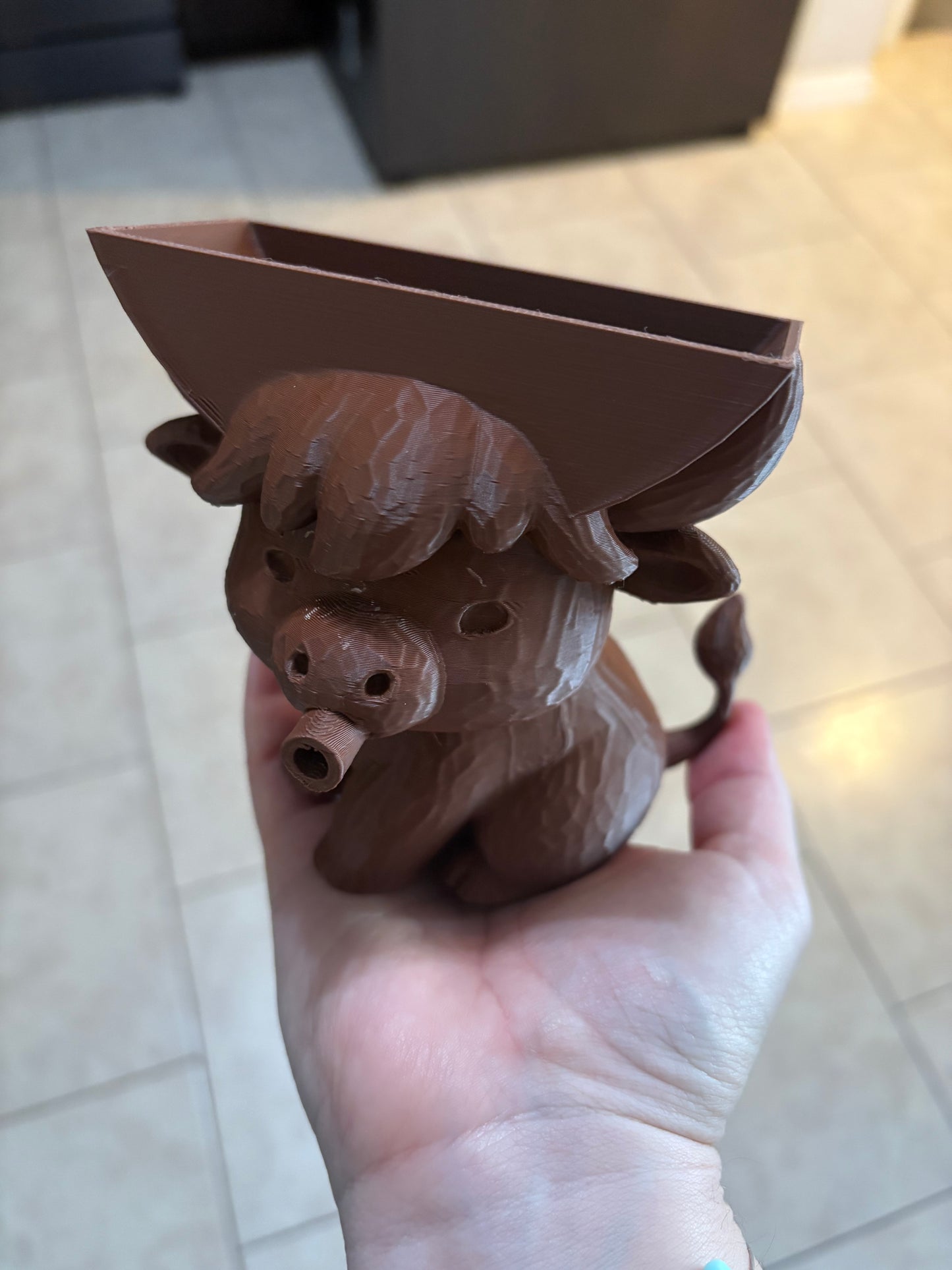 Made by Mike: Highland Cow Spitting Water Scrub Daddy Holder