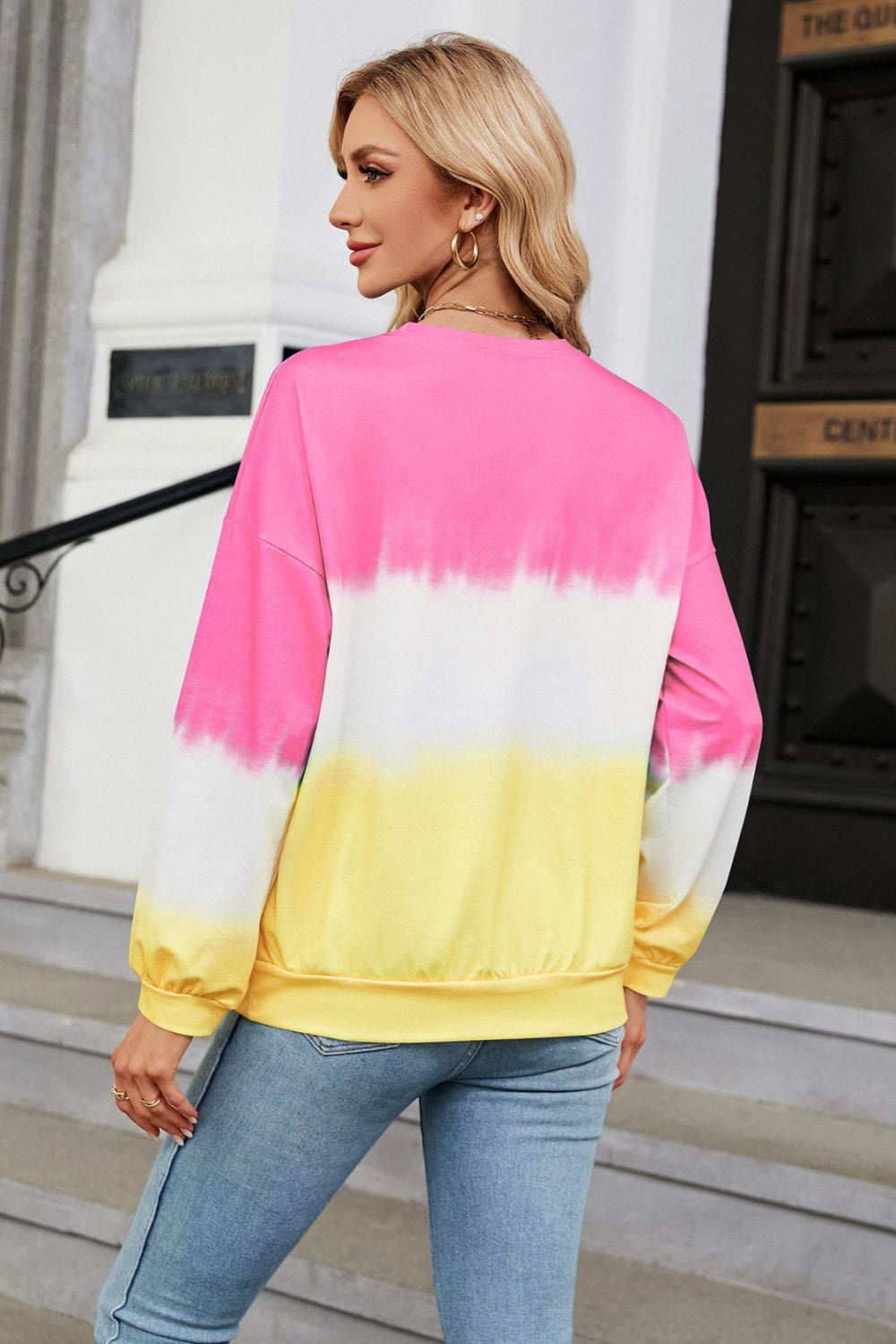 7 colors! Gradient Round Neck Long Sleeve Sweatshirt