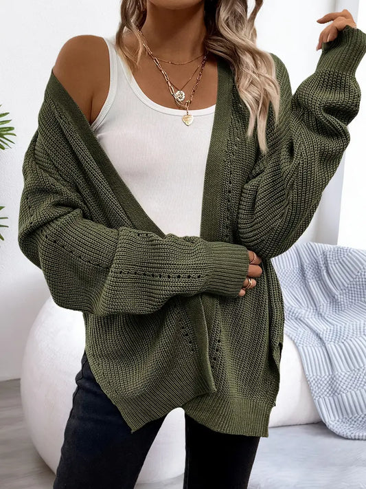 Army Green Knitted Cardigan