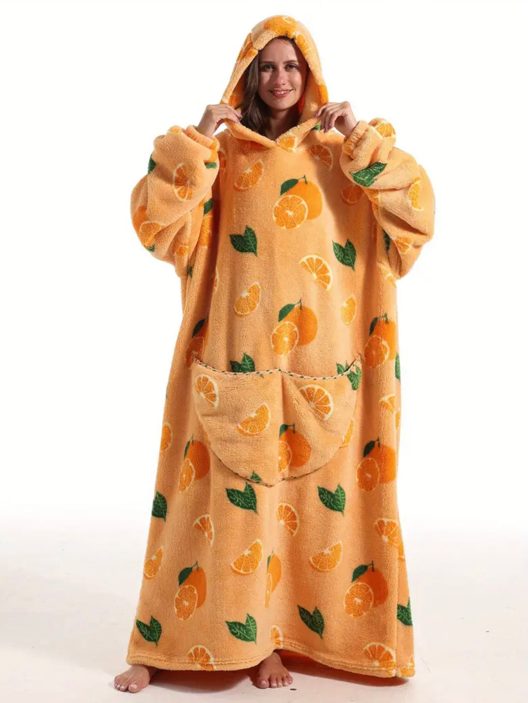 Fuzzy Pocketed Long Sleeve Hooded Blanket Lounge Dress - 17 Print options - PRELAUNCH