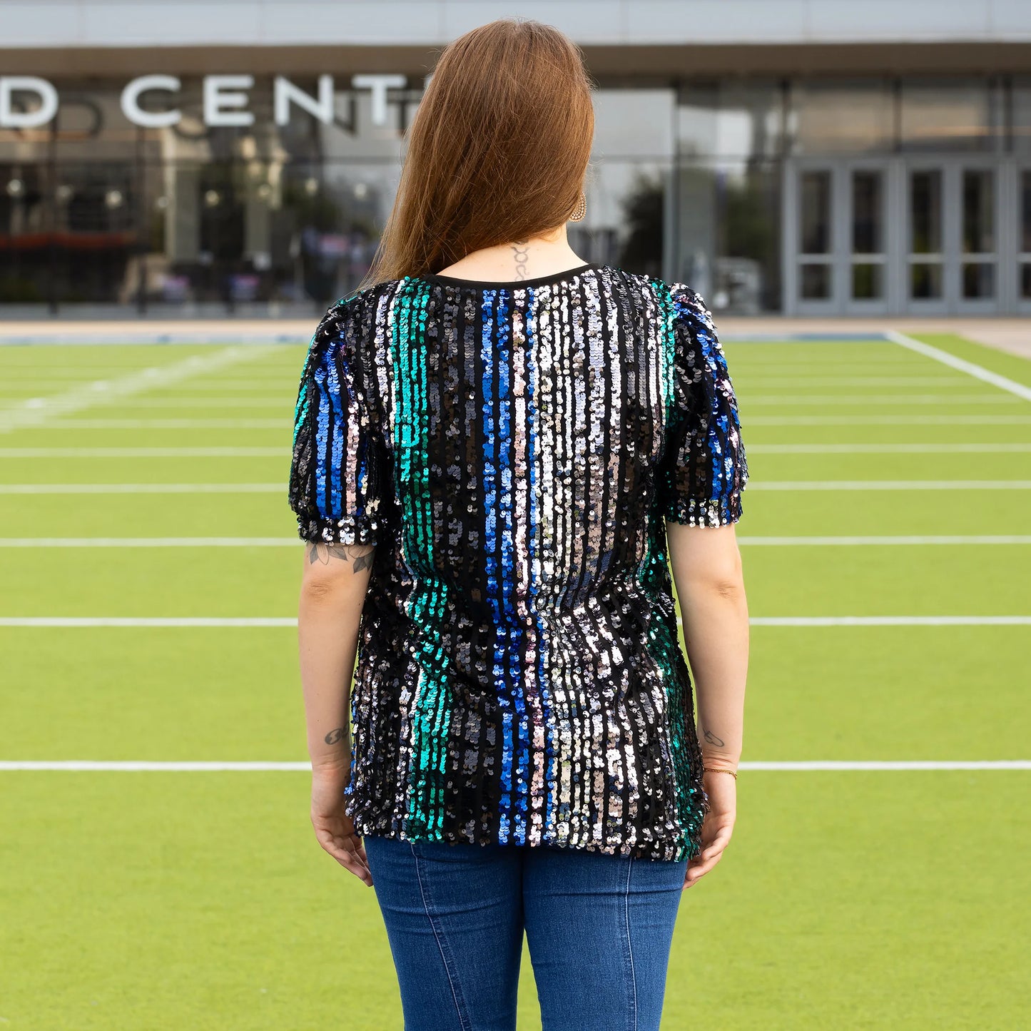 Multi Color Sequin Half Sleeve Top