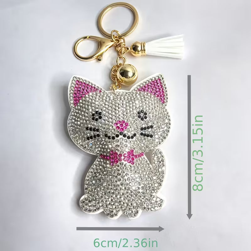 Rhinestone Cat Keychain
