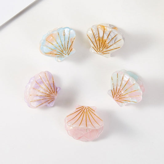 Set Of Five Mini Shell Acetate Claw Hair Clips