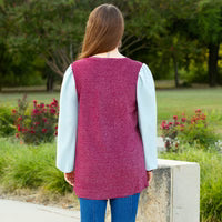 Sunshine & Redeo Shimmer Fabric Color Block Long Sleeve Top