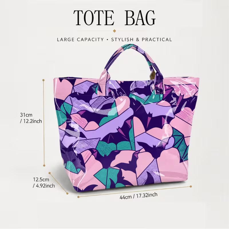 Glossy PVC Purple Bat Tote Bag
