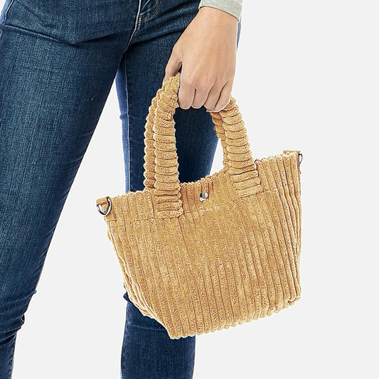 Thick Fuzzy Cord Hand Bag With Matching Removable Adjustable Cross Body Strap