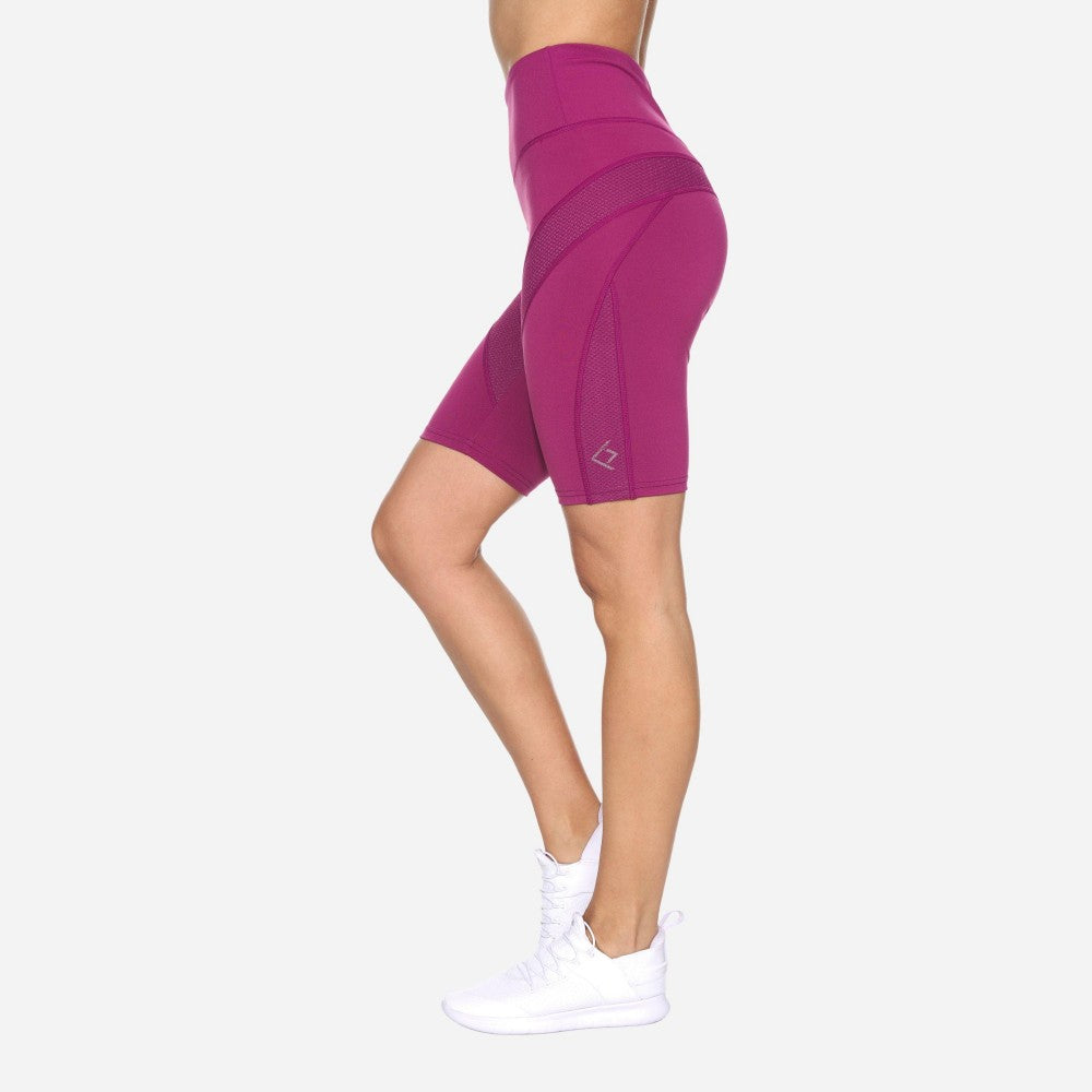 Women's Active High Rise Biker Shorts with Mesh Detai