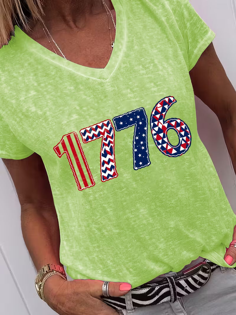 Women's 1776  V-neck Vinyl Graphic T-Shirt