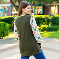 Sunshine & Redeo Believe Christmas Top with Sequin Sleeves