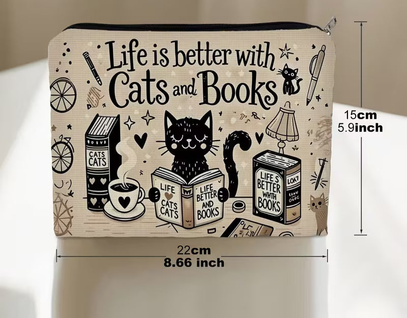 Cats & Books Pouch