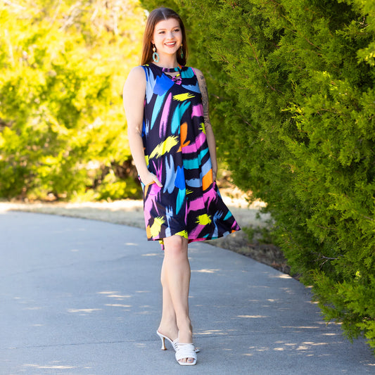 Multicolor Abstract Print Dress