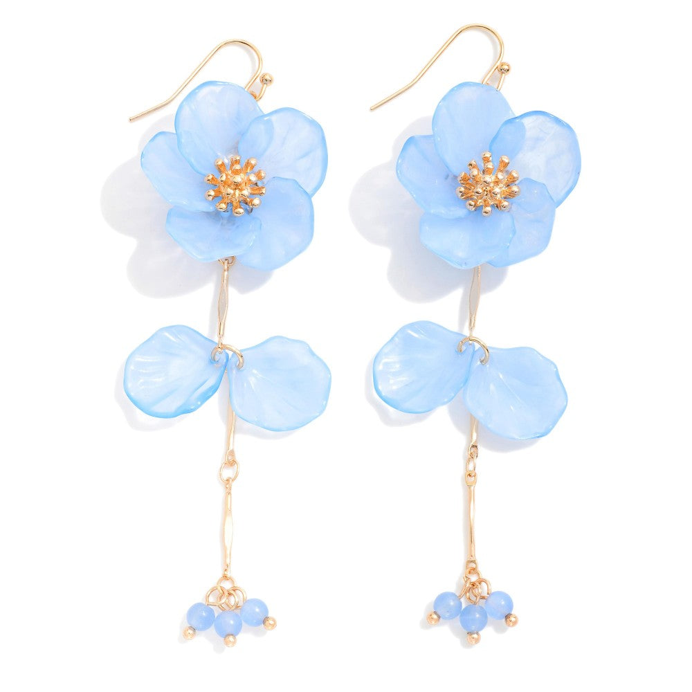 Acetate Flower With Linked Petals Drop Earrings