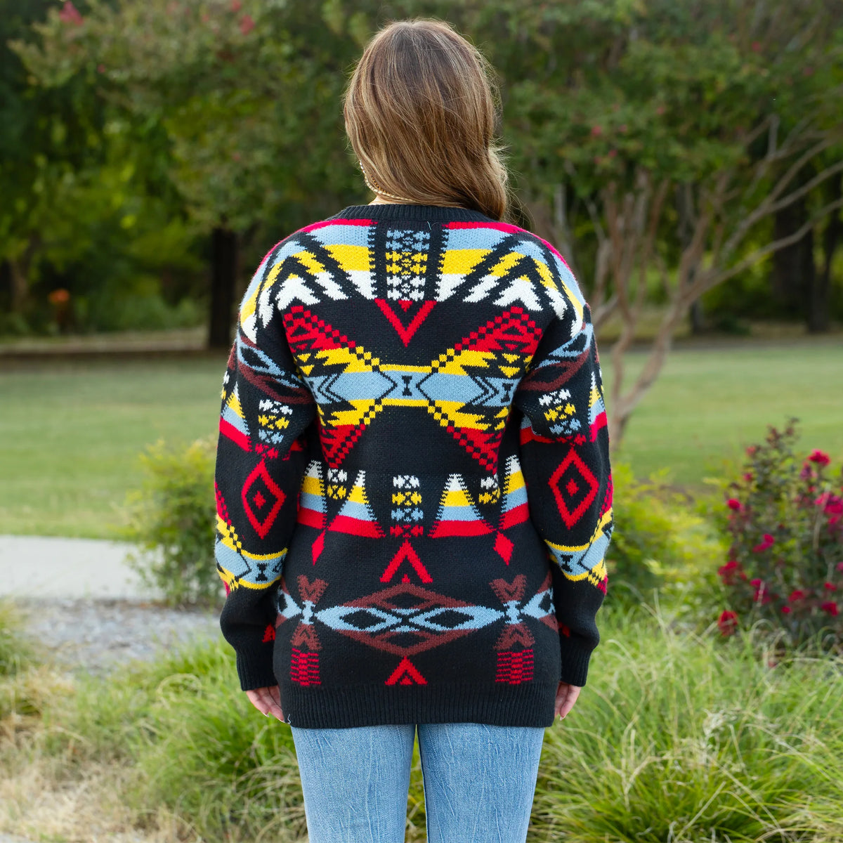Sunshine & Redeo Geometric Print Sweater