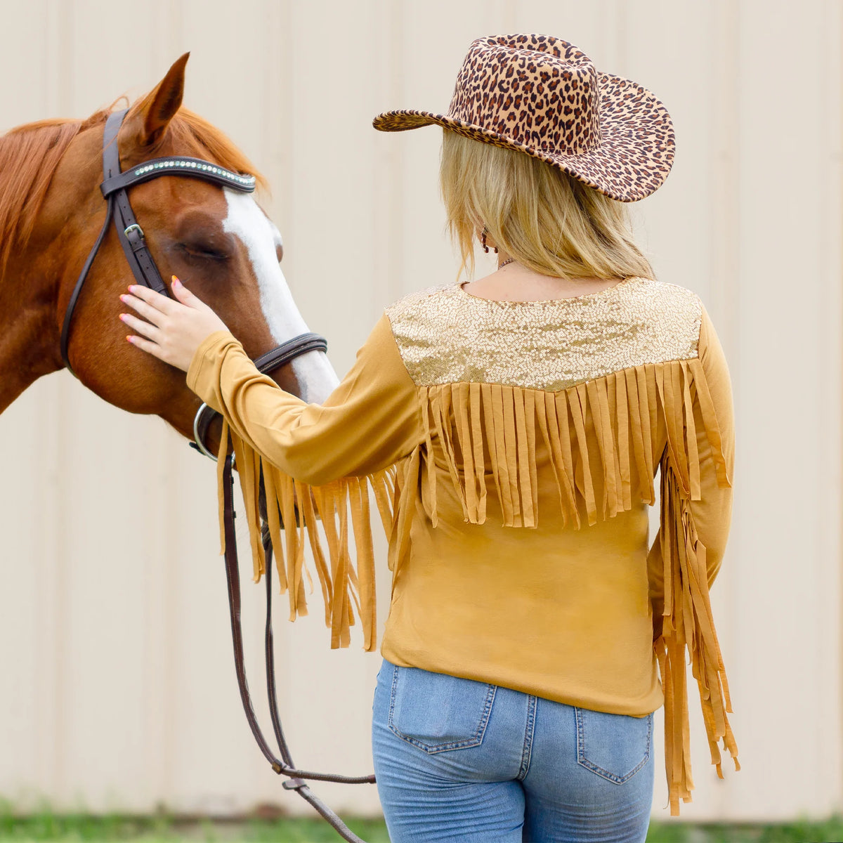 Sunshine & Redeo Fringe and Sequin Long Sleeve Top
