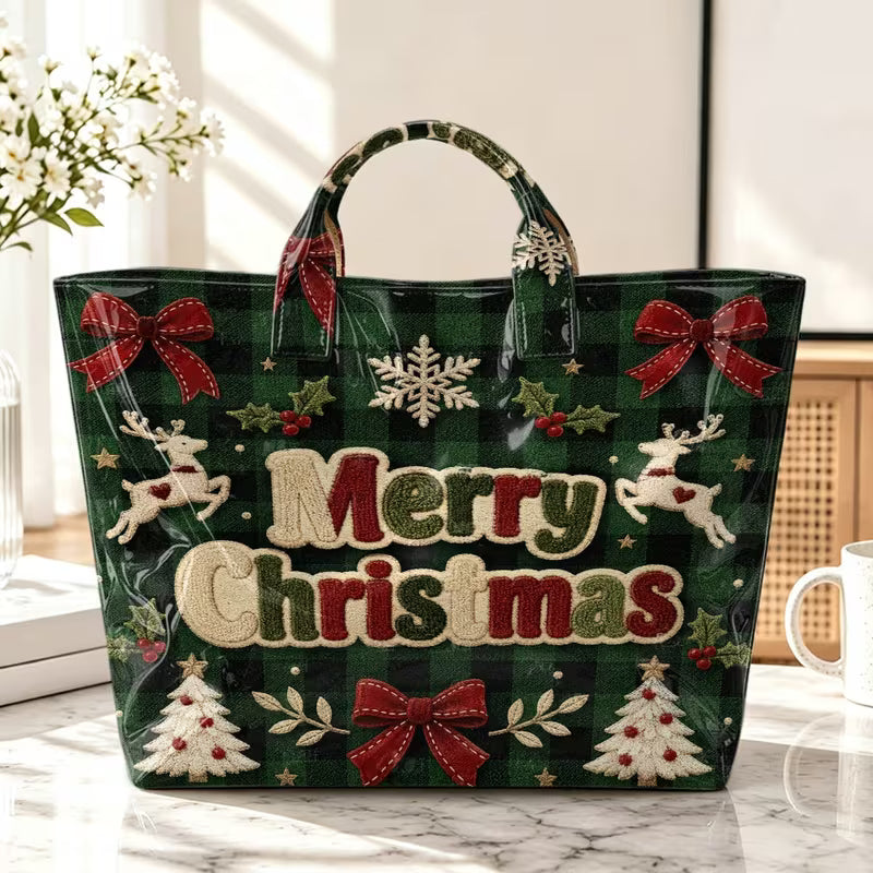 Glossy PVC Merry Christmas Tote Bag