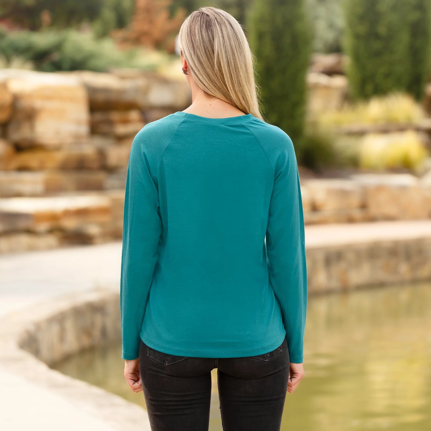 Sunshine & Redeo Embellished Long Sleeve Top - Teal
