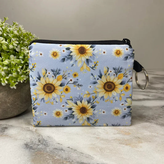 Sunflower Light Blue - Mini Coin Purse Keyring