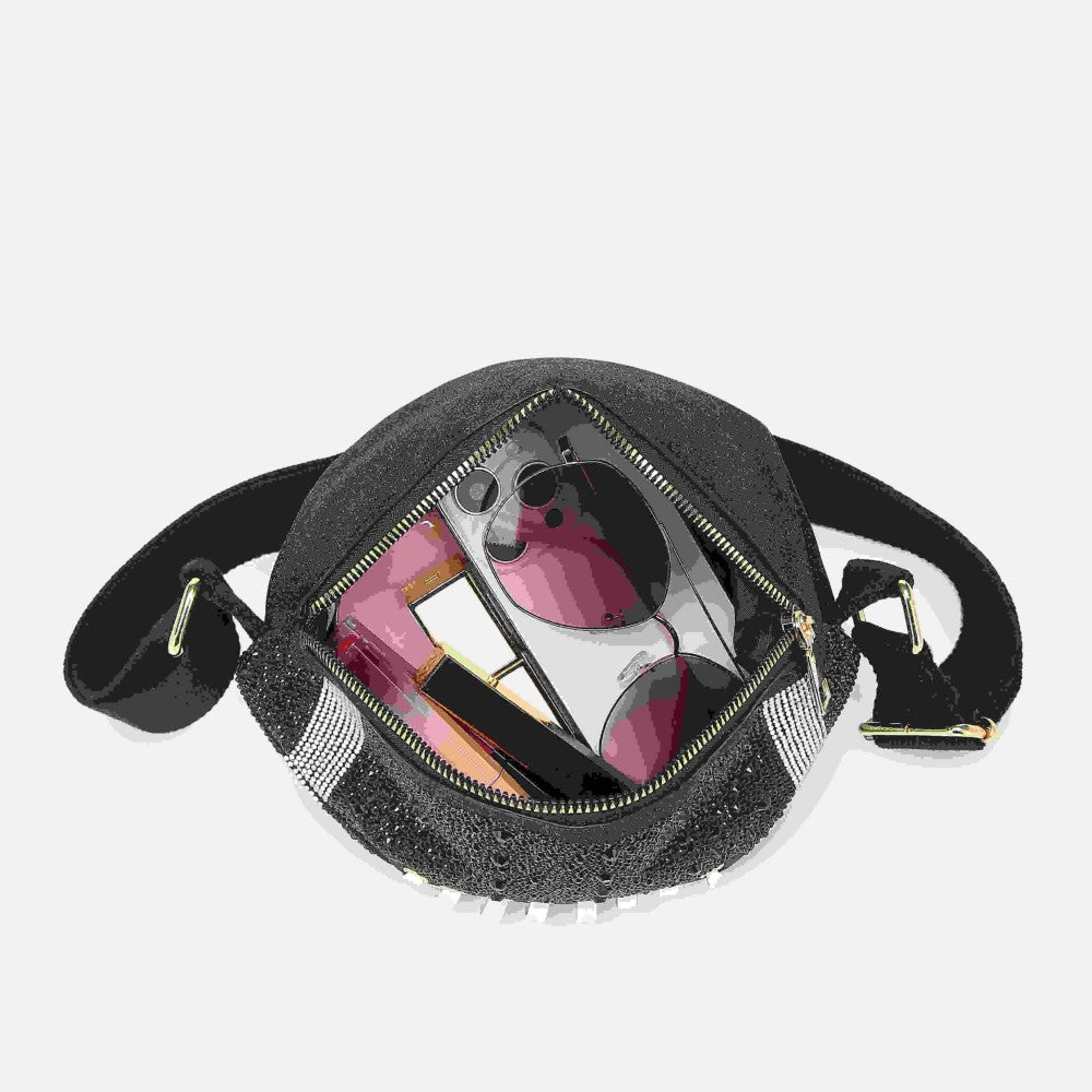 Rhinestone & Glitter Football Crossbody Bag