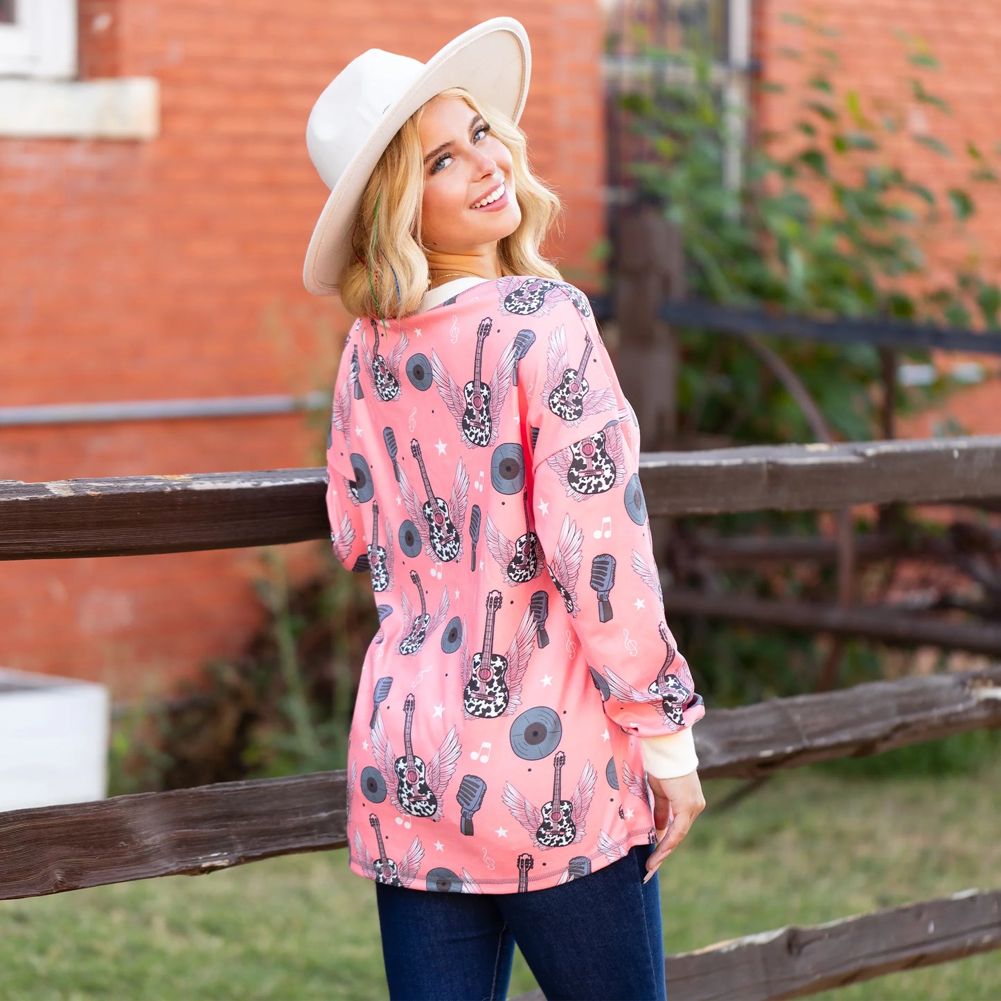Sunshine & Redeo Rock 'N' Roll Music Print Top