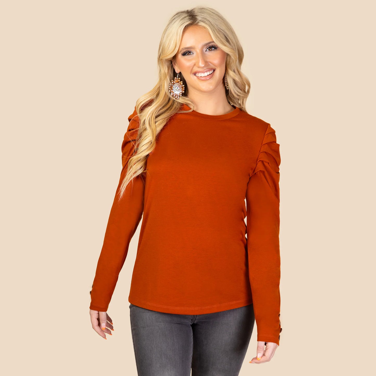 Leopard Geometric Print Long Sleeve Top