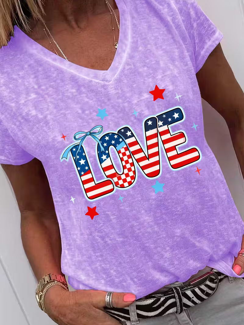 Women's Love V-neck Vinyl Graphic T-Shirt